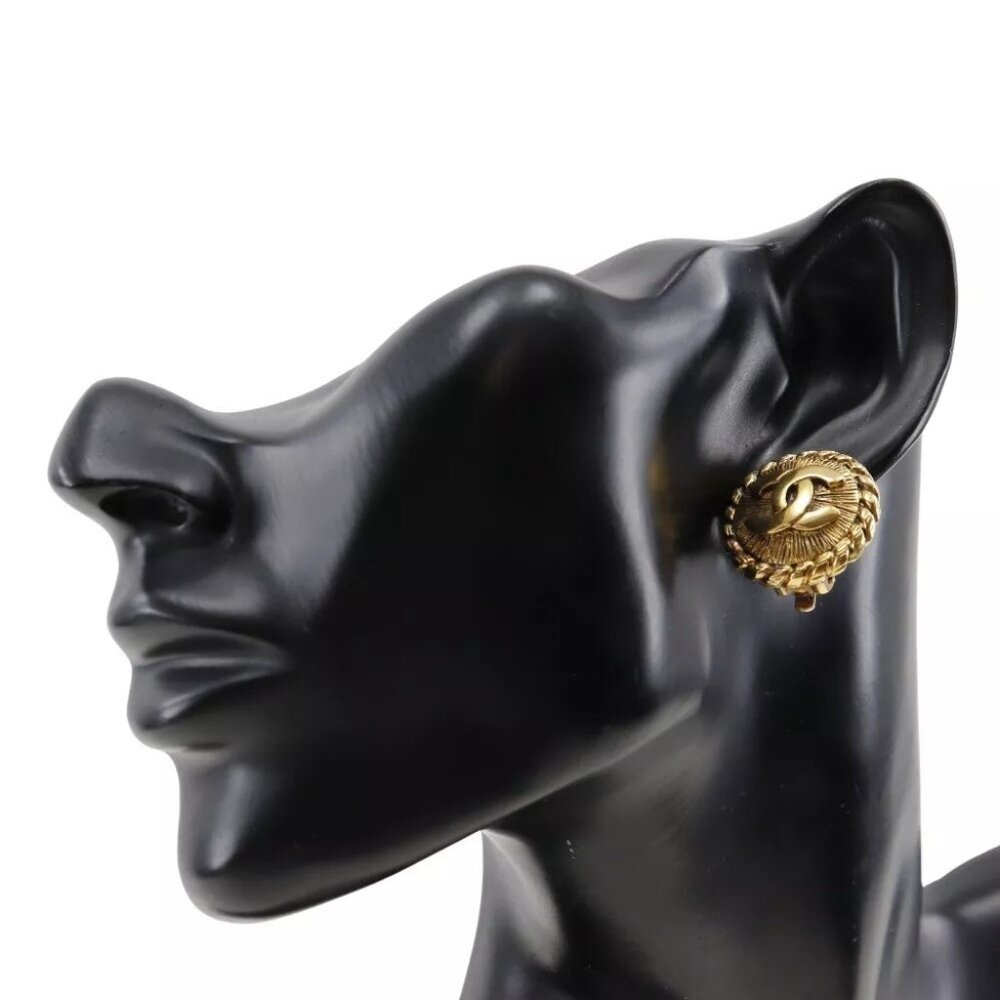 CHANEL COCO Mark Earring Plated Gold 16.0g Women - Picture 6 of 6